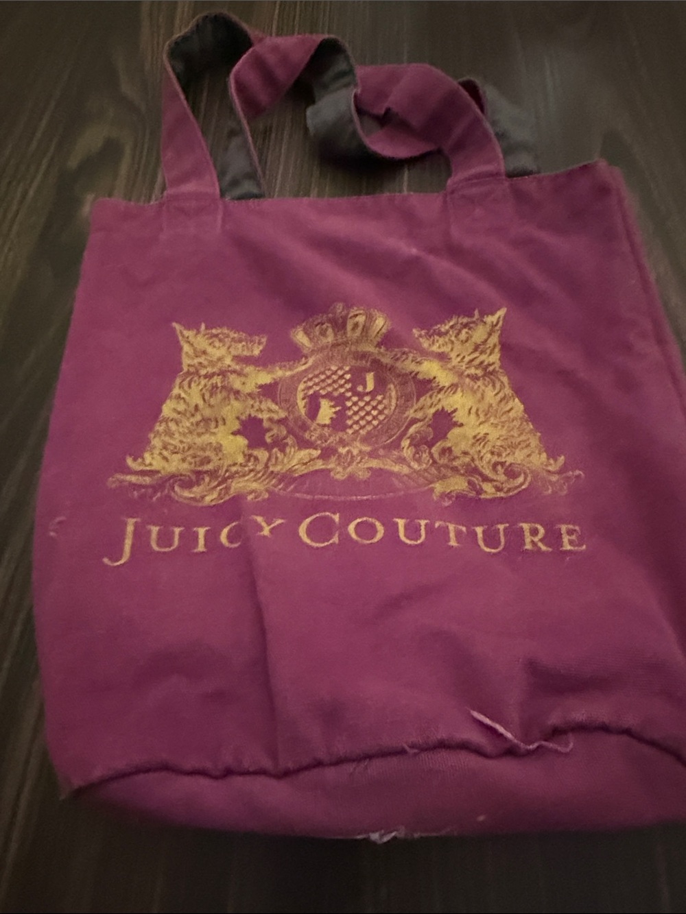 Juicy Couture Plum Canvas Tote with Gold Crest (A Rarity)